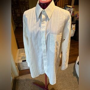 Cream Button Up with Subtle Stripe